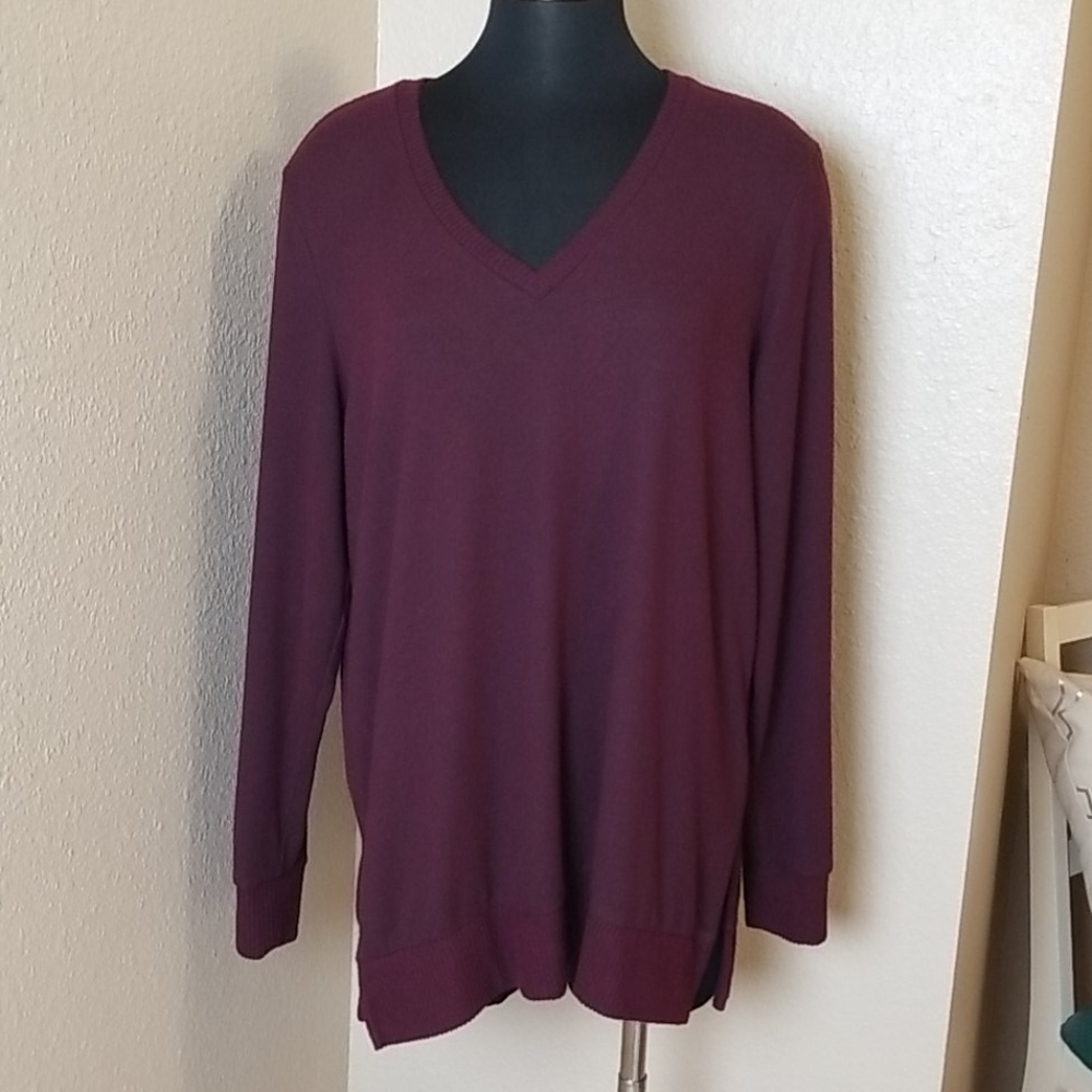 Lucky Brand Maroon Viscose Sweater